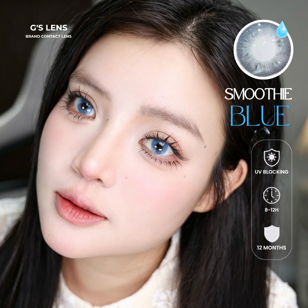 Kính áp tròng 6 tháng SMOOTHIE BLUE màu xanh sáng tây giãn tròng nhỏ GTRENDY - MCK1