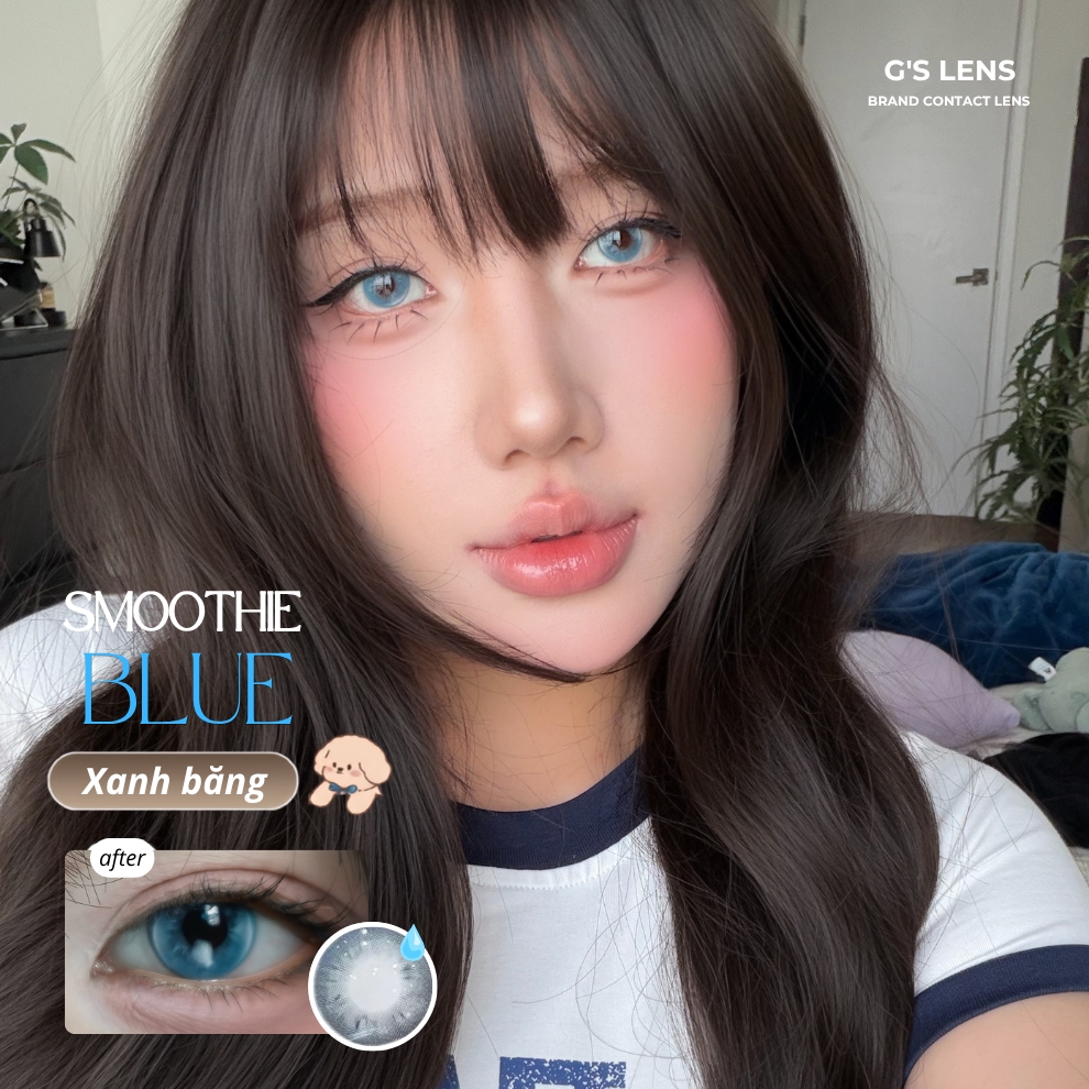Kính áp tròng 6 tháng SMOOTHIE BLUE màu xanh sáng tây giãn tròng nhỏ GTRENDY - MCK1