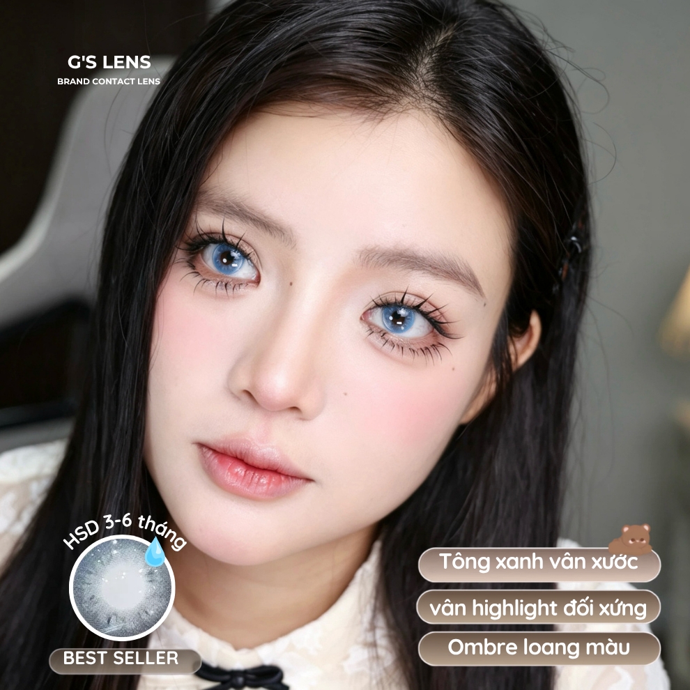 Kính áp tròng 6 tháng SMOOTHIE BLUE màu xanh sáng tây giãn tròng nhỏ GTRENDY - MCK1