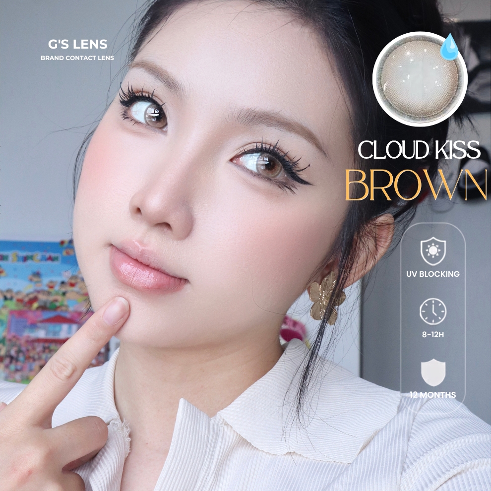 Kính áp tròng 6 tháng CLOUD KISS BROWN màu nâu sáng tây giãn tròng nhỏ GTRENDY - MCK1