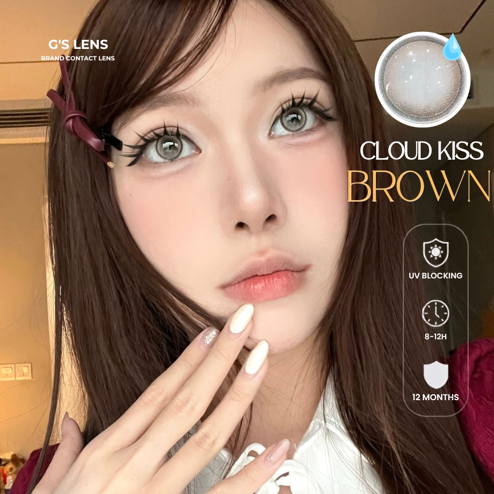 Kính áp tròng 6 tháng CLOUD KISS BROWN màu nâu sáng tây giãn tròng nhỏ GTRENDY - MCK1