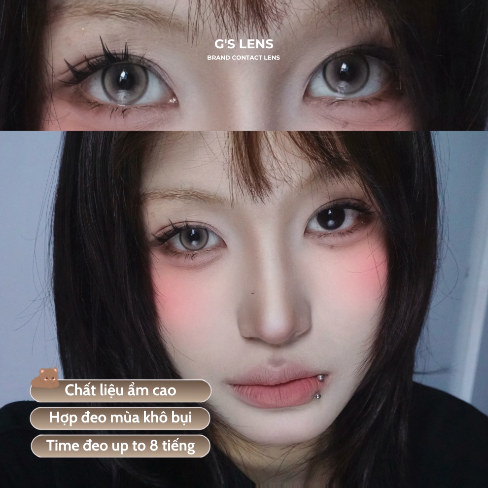 Kính áp tròng 6 tháng CLOUD KISS BROWN màu nâu sáng tây giãn tròng nhỏ GTRENDY - MCK1