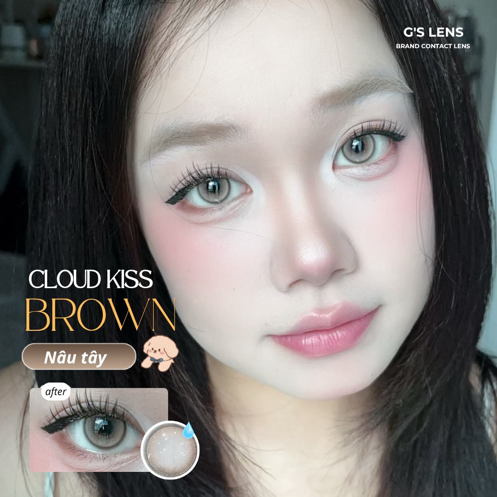 Kính áp tròng 6 tháng CLOUD KISS BROWN màu nâu sáng tây giãn tròng nhỏ GTRENDY - MCK1
