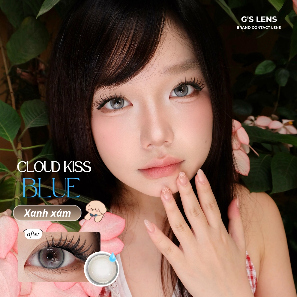 Kính áp tròng 6 tháng CLOUD KISS BLUE màu xanh dương sáng tây giãn tròng nhỏ GTRENDY - MCK1