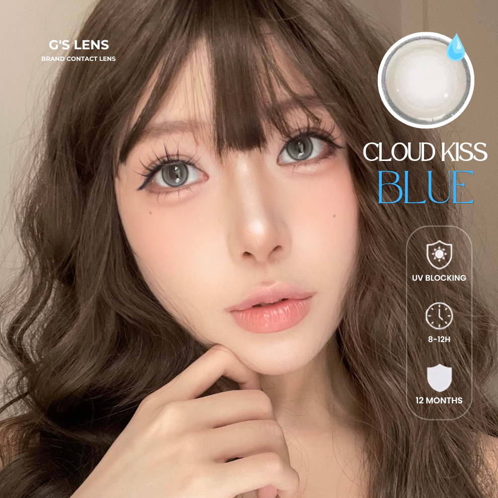 Kính áp tròng 6 tháng CLOUD KISS BLUE màu xanh dương sáng tây giãn tròng nhỏ GTRENDY - MCK1