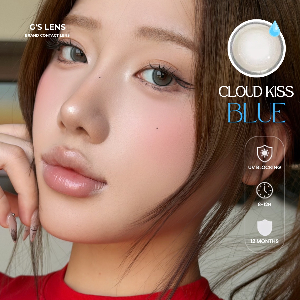 Kính áp tròng 6 tháng CLOUD KISS BLUE màu xanh dương sáng tây giãn tròng nhỏ GTRENDY - MCK1