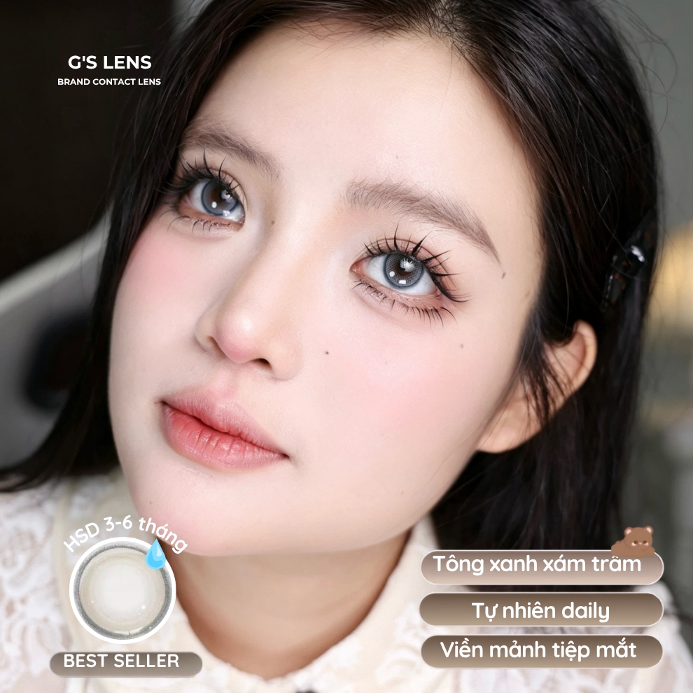 Kính áp tròng 6 tháng CLOUD KISS BLUE màu xanh dương sáng tây giãn tròng nhỏ GTRENDY - MCK1