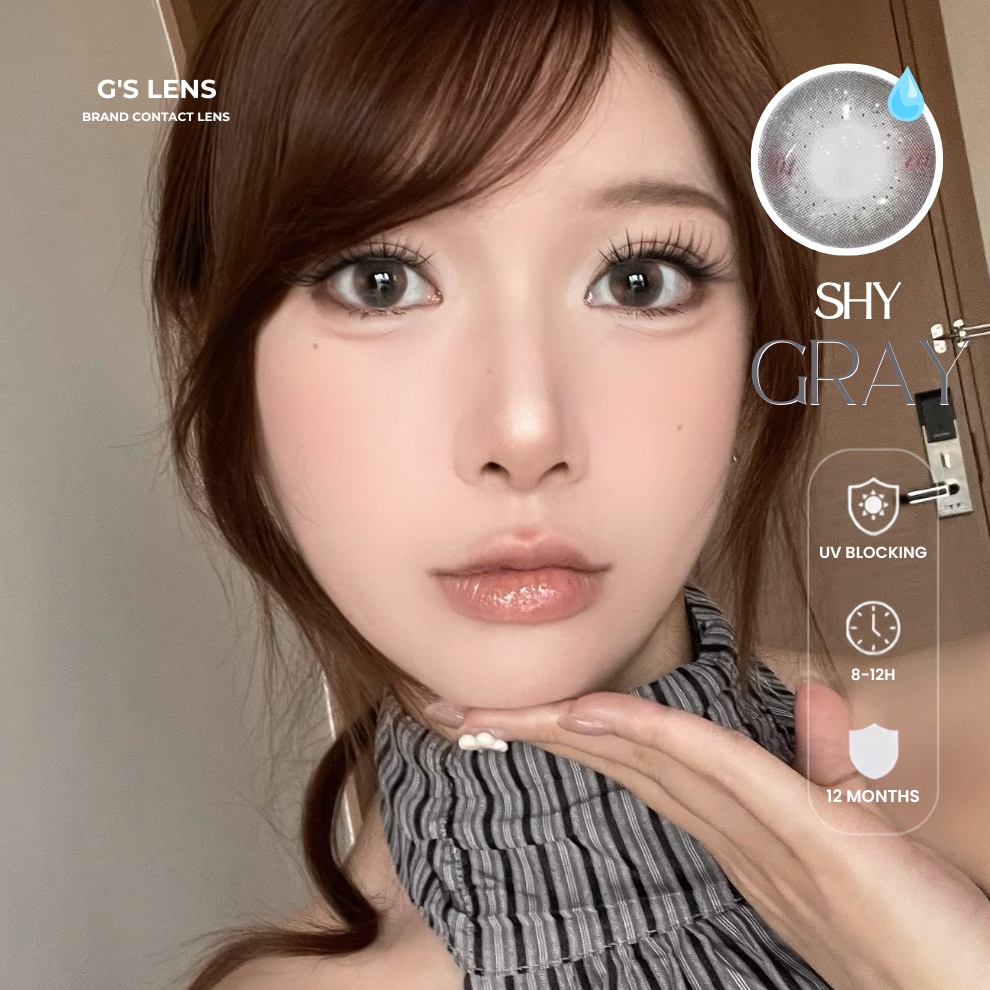 Kính áp tròng 6 tháng SHY GRAY màu xám kem tự nhiên giãn tròng nhỏ GTRENDY - MCK1