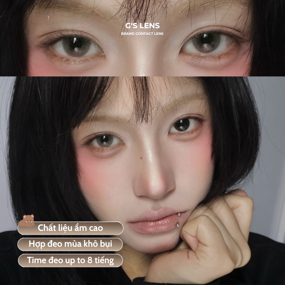 Kính áp tròng 6 tháng SHY GRAY màu xám kem tự nhiên giãn tròng nhỏ GTRENDY - MCK1