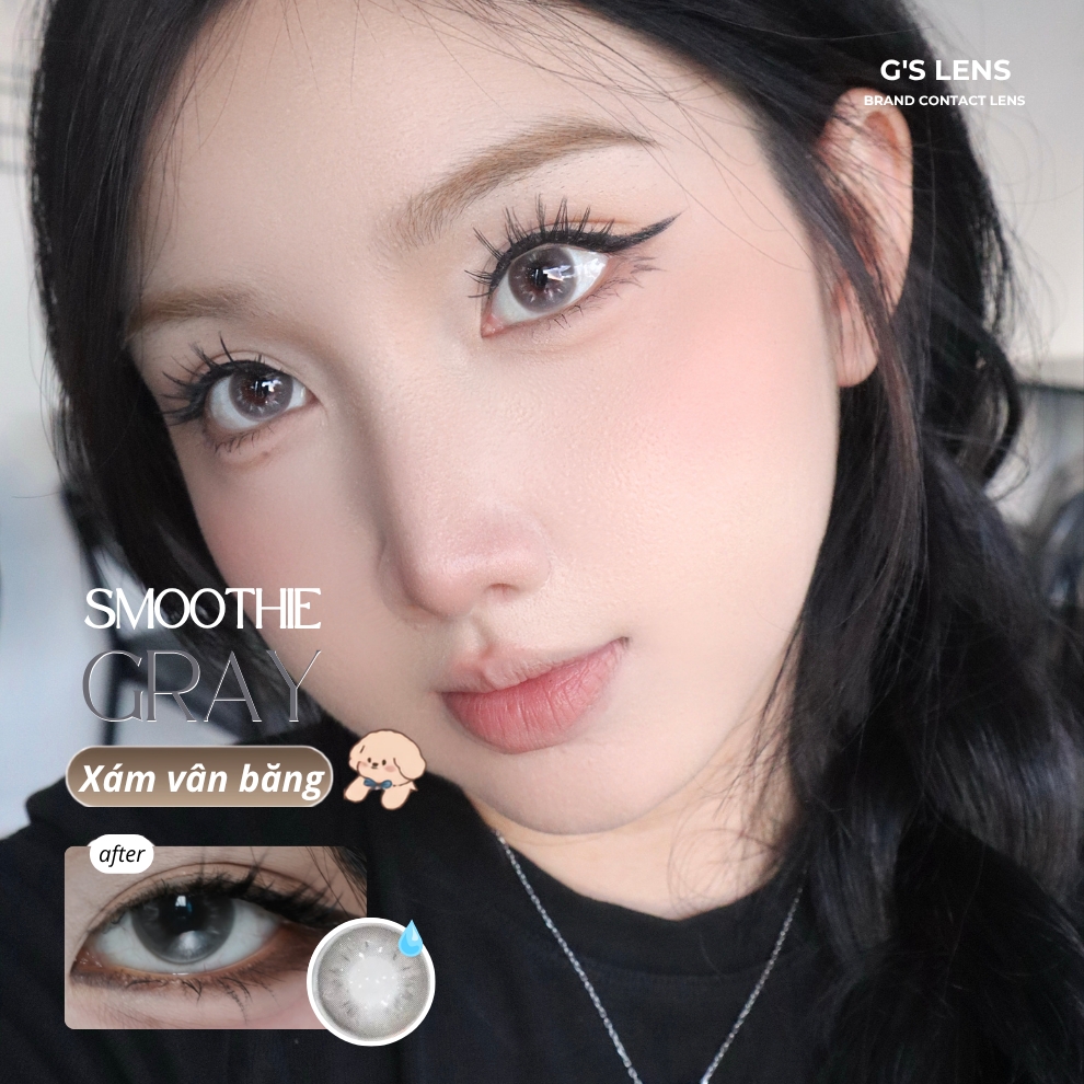 Kính áp tròng 6 tháng SMOOTHIE GRAY màu xám băng tự nhiên giãn tròng nhỏ GTRENDY - MCK1