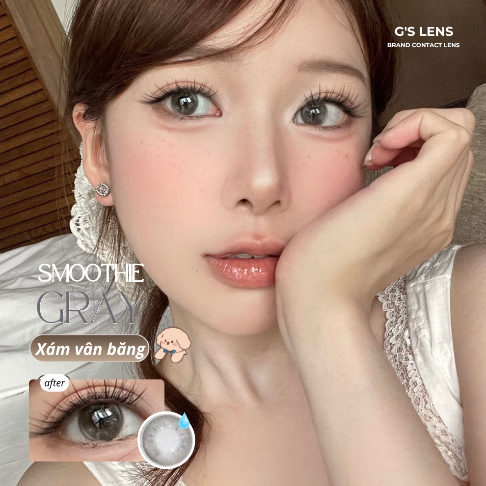 Kính áp tròng 6 tháng SMOOTHIE GRAY màu xám băng tự nhiên giãn tròng nhỏ GTRENDY - MCK1