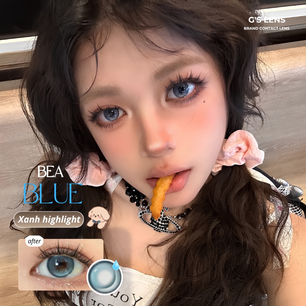 Kính áp tròng 6 tháng BEA BLUE màu xanh dương sáng tây giãn tròng nhỏ GTRENDY - MC38