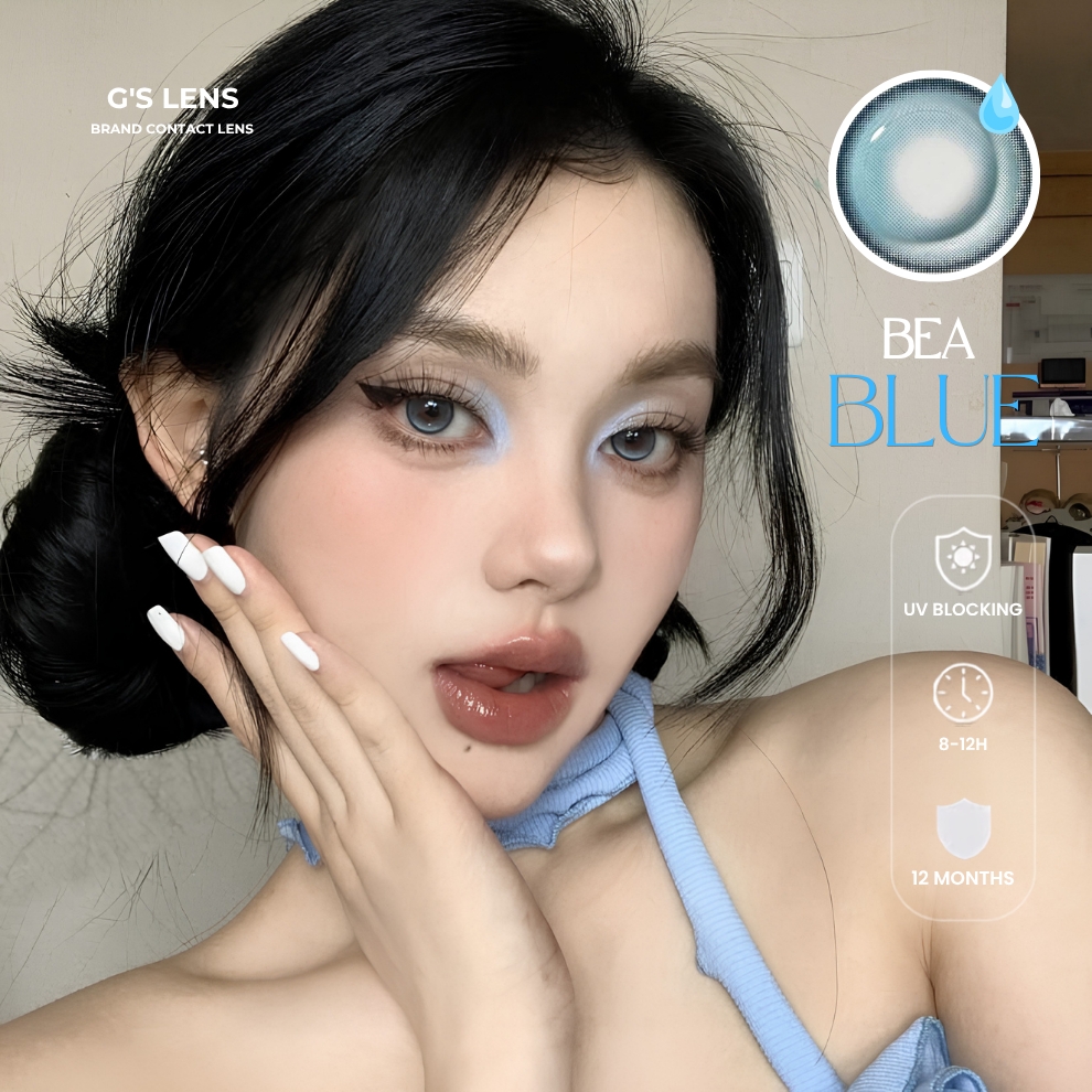 Kính áp tròng 6 tháng BEA BLUE màu xanh dương sáng tây giãn tròng nhỏ GTRENDY - MC38