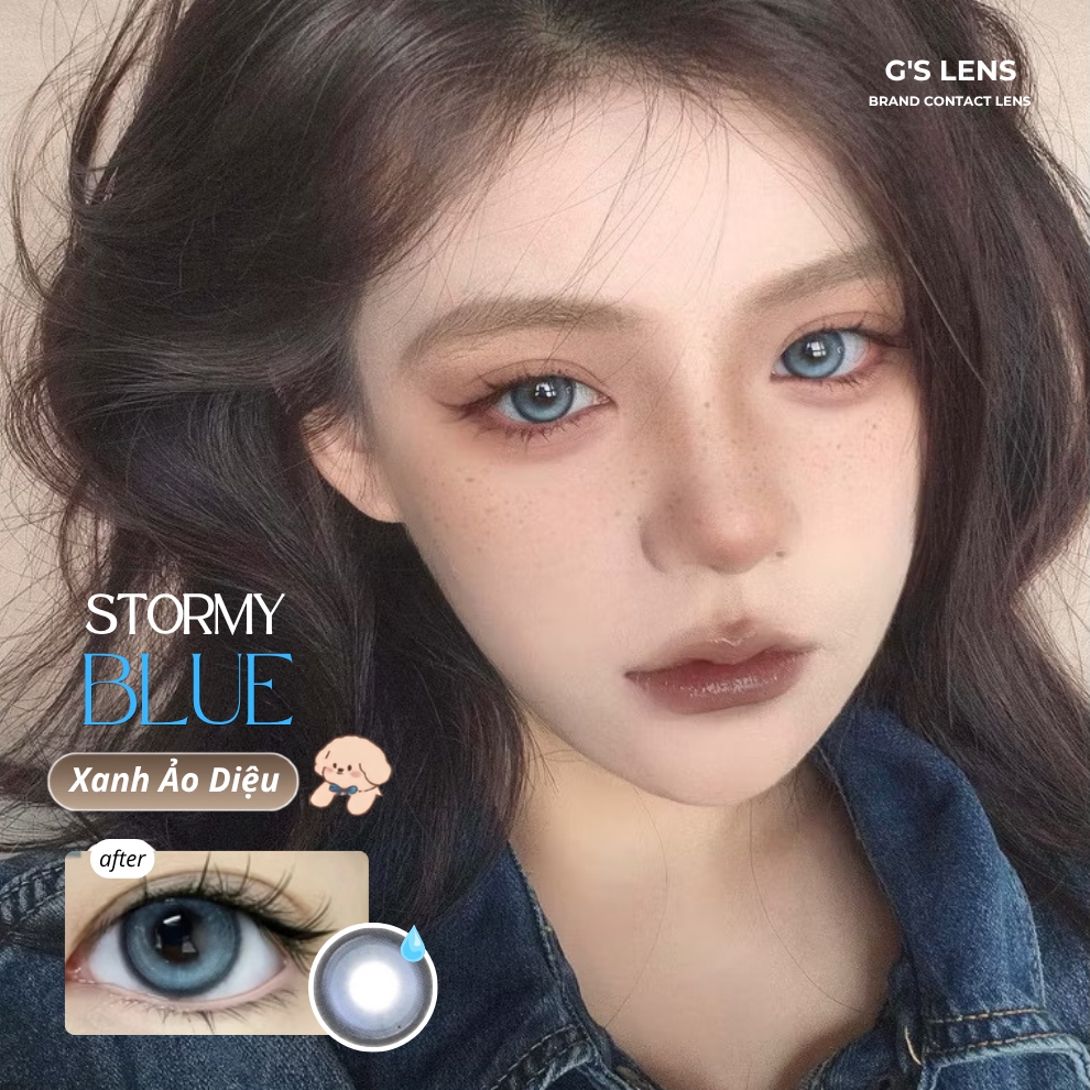 Kính áp tròng 6 tháng STORMY BLUE màu xanh sáng tây giãn tròng nhỏ GTRENDY - MC38