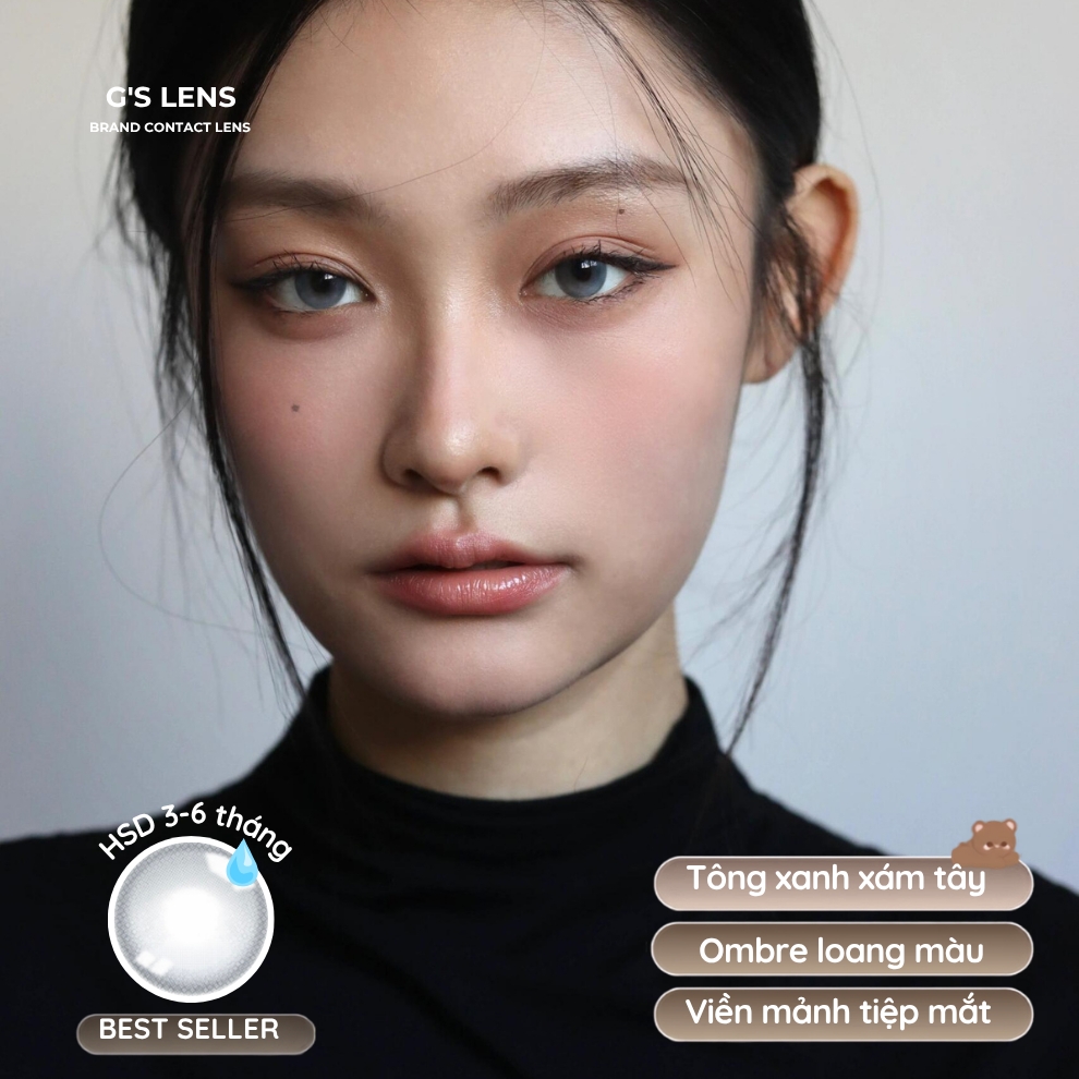 Kính áp tròng 6 tháng ANGEL BLUE màu xám sáng tây giãn tròng nhỏ GTRENDY - MC38