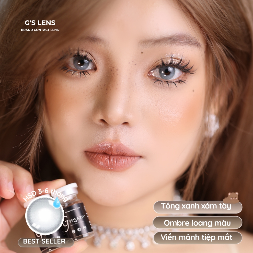 Kính áp tròng 6 tháng ANGEL BLUE màu xám sáng tây giãn tròng nhỏ GTRENDY - MC38