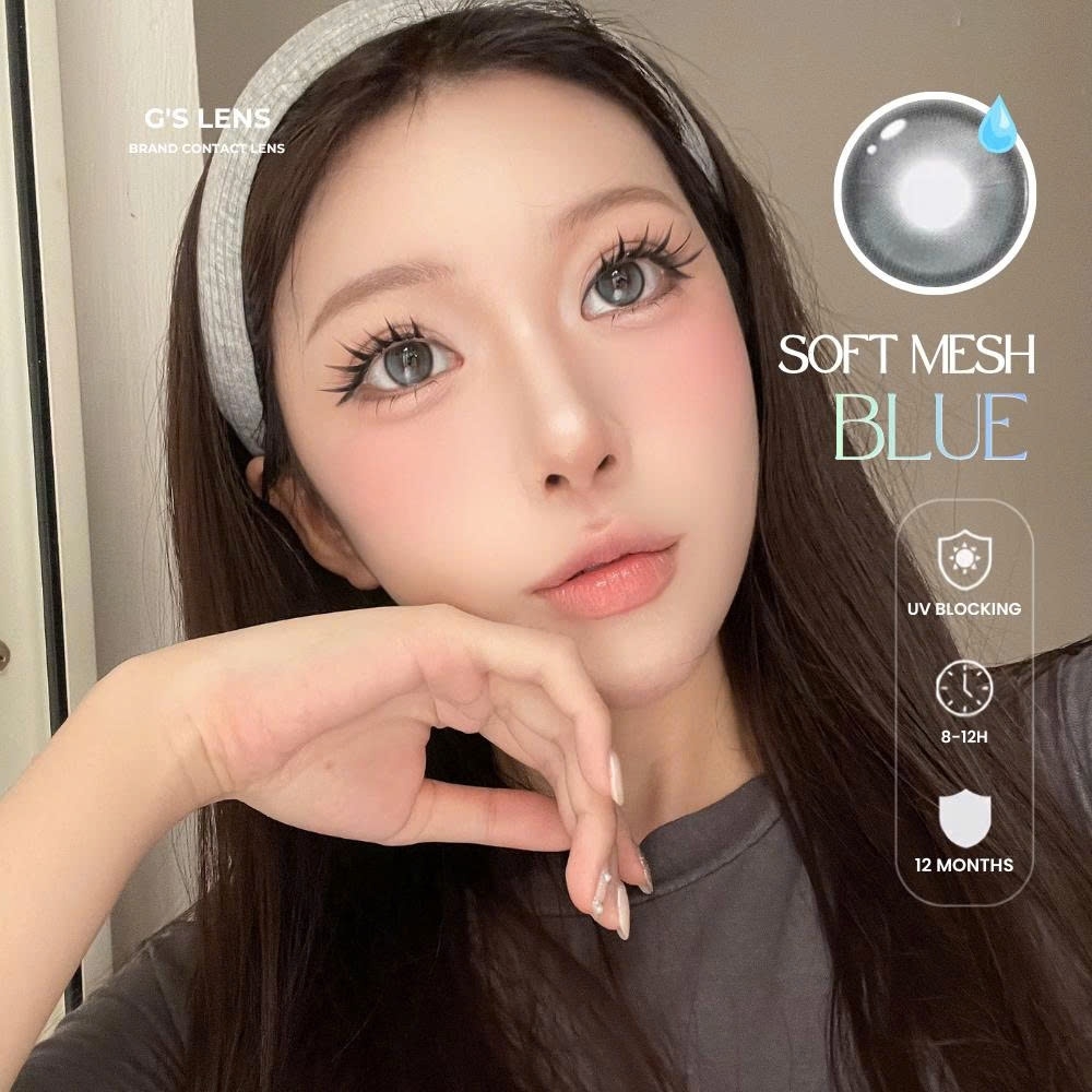 Kính áp tròng 6 tháng SOFT MESH BLUE màu xanh xám sáng tây giãn tròng nhỏ GTRENDY - MCK1