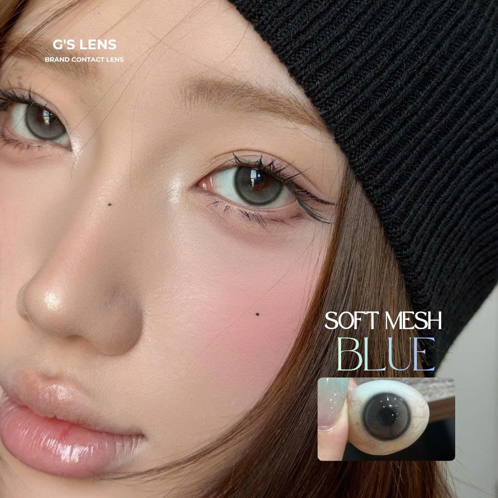 Kính áp tròng 6 tháng SOFT MESH BLUE màu xanh xám sáng tây giãn tròng nhỏ GTRENDY - MCK1