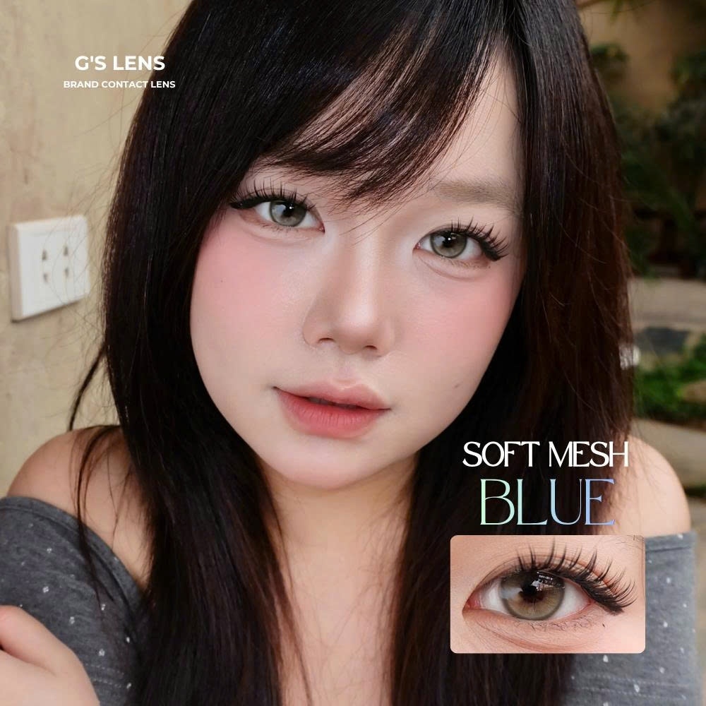 Kính áp tròng 6 tháng SOFT MESH BLUE màu xanh xám sáng tây giãn tròng nhỏ GTRENDY - MCK1