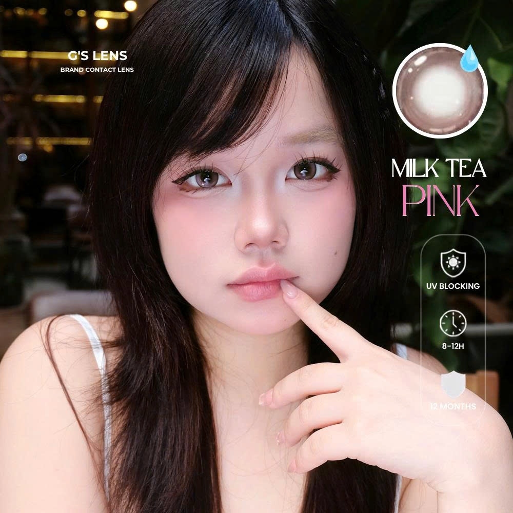 Kính áp tròng 6 tháng MILK TEA PINK màu hồng sáng tây giãn tròng vừa GTRENDY - MCK1
