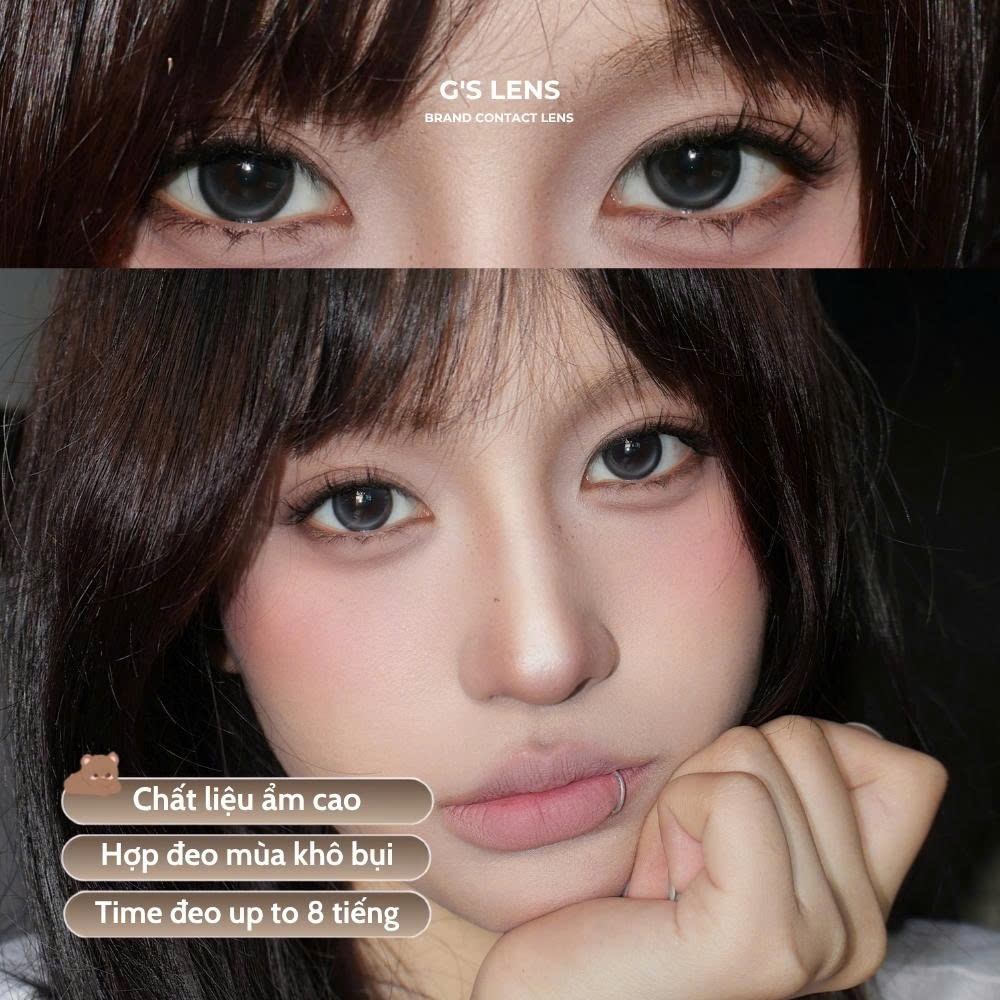 Kính áp tròng 6 tháng ASHEN GRAY màu xám đen tự nhiên giãn tròng nhỏ GTRENDY - MCK1