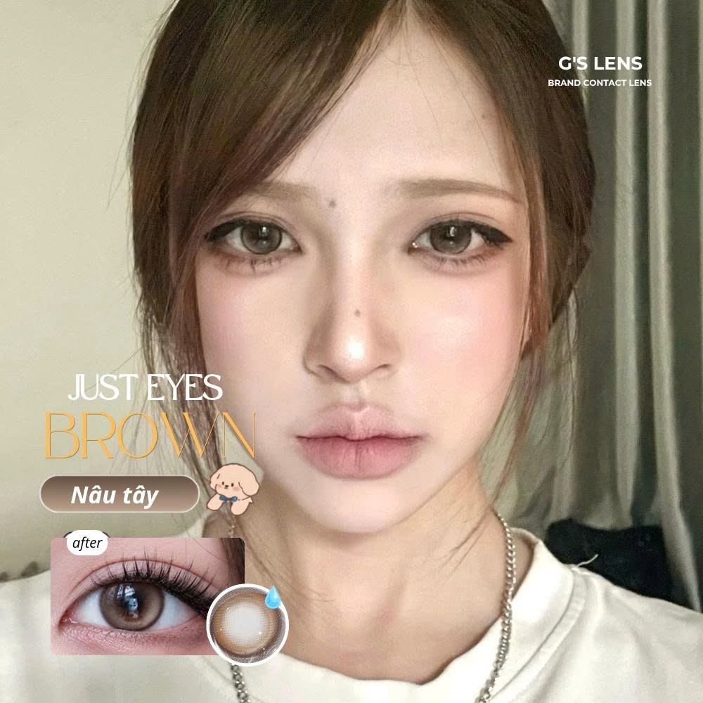 Kính áp tròng 6 tháng JUST EYES BROWN màu nâu sáng tây giãn tròng nhỏ GTRENDY - MCK1