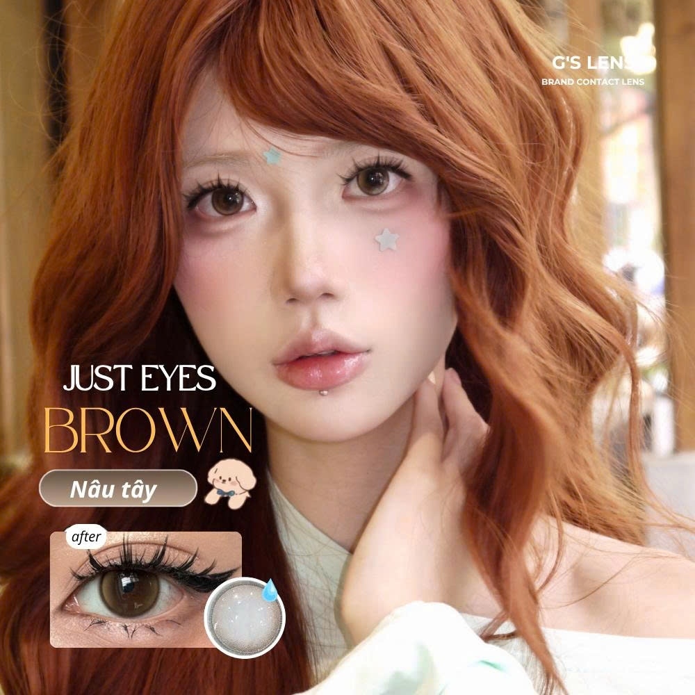 Kính áp tròng 6 tháng JUST EYES BROWN màu nâu sáng tây giãn tròng nhỏ GTRENDY - MCK1