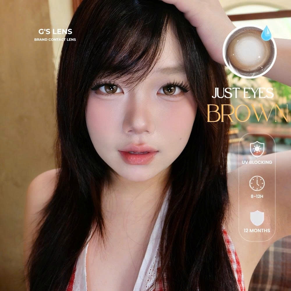 Kính áp tròng 6 tháng JUST EYES BROWN màu nâu sáng tây giãn tròng nhỏ GTRENDY - MCK1