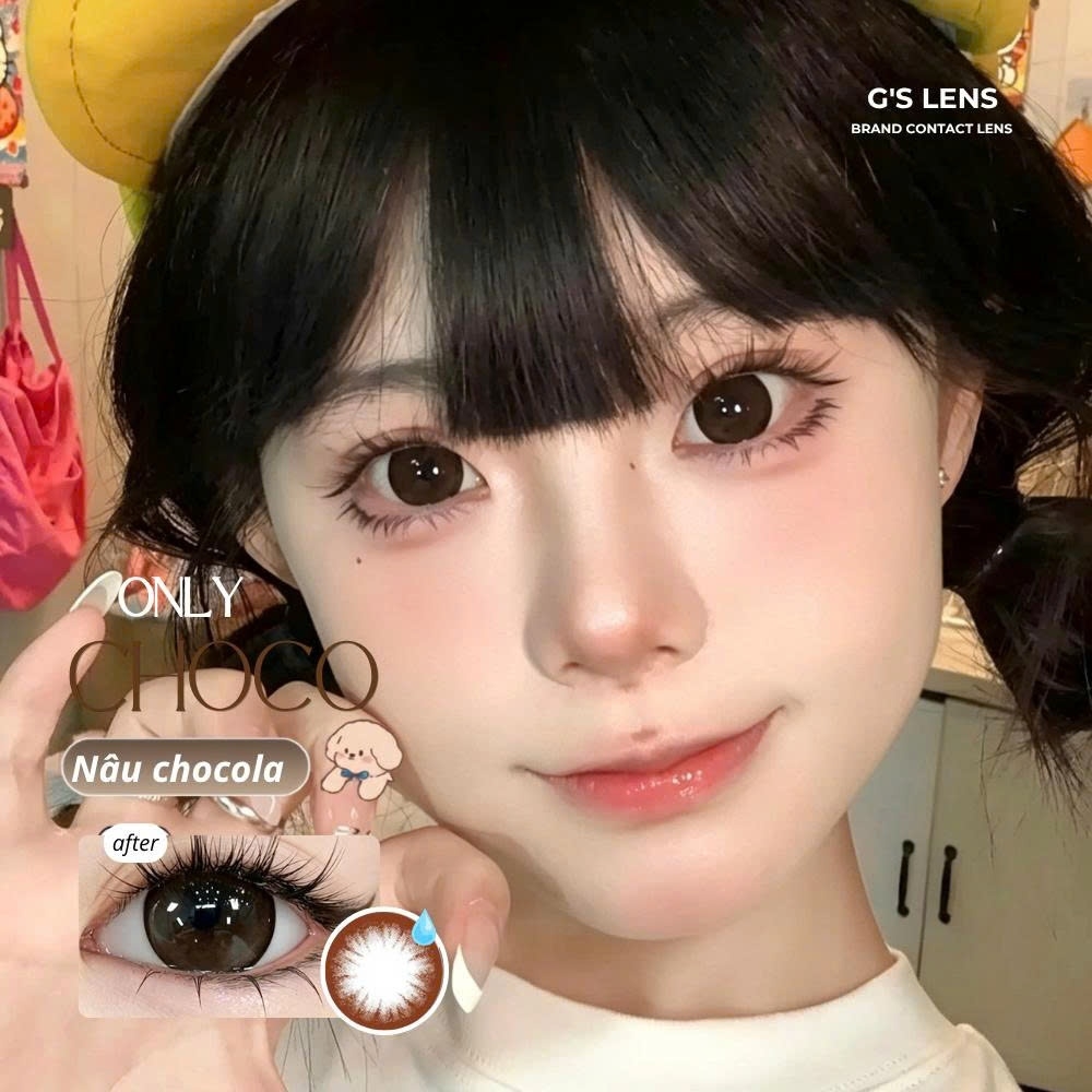 Kính áp tròng 6 tháng ONLY CHOCO màu choco tự nhiên giãn tròng to GTRENDY - MC38