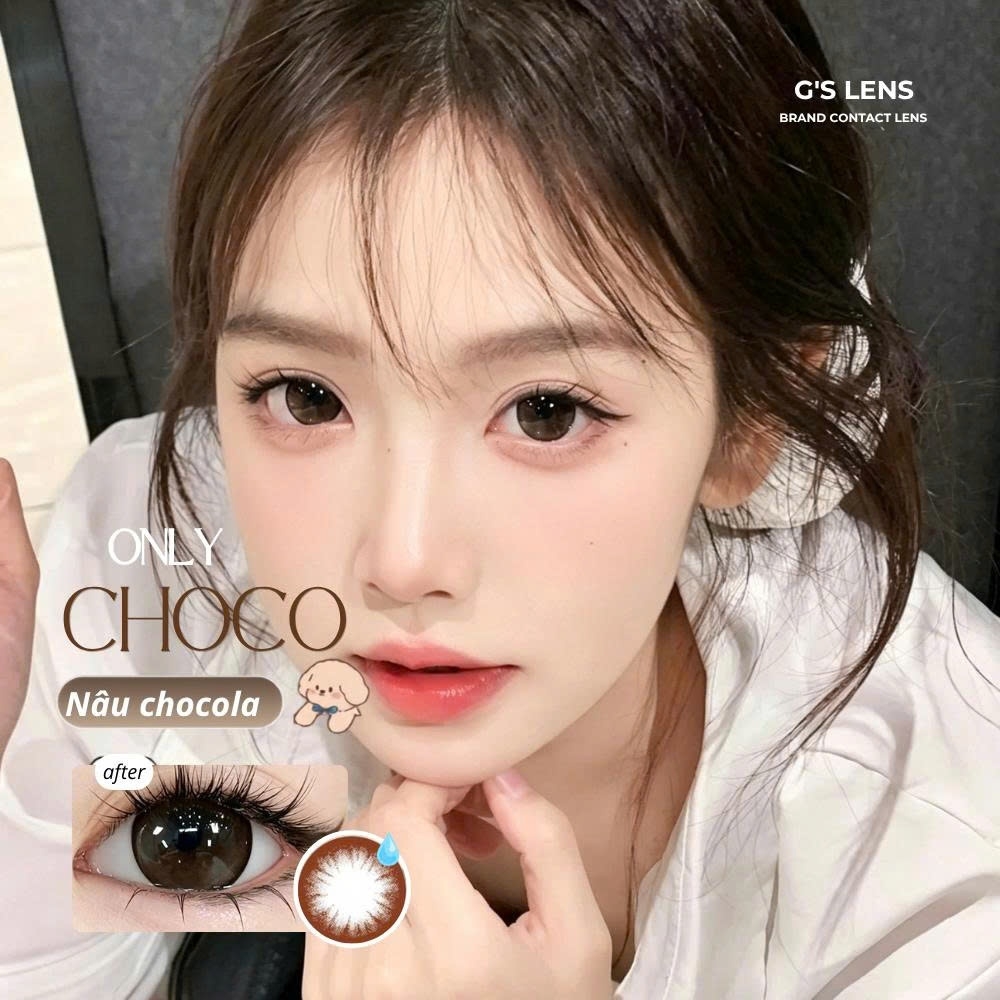 Kính áp tròng 6 tháng ONLY CHOCO màu choco tự nhiên giãn tròng to GTRENDY - MC38