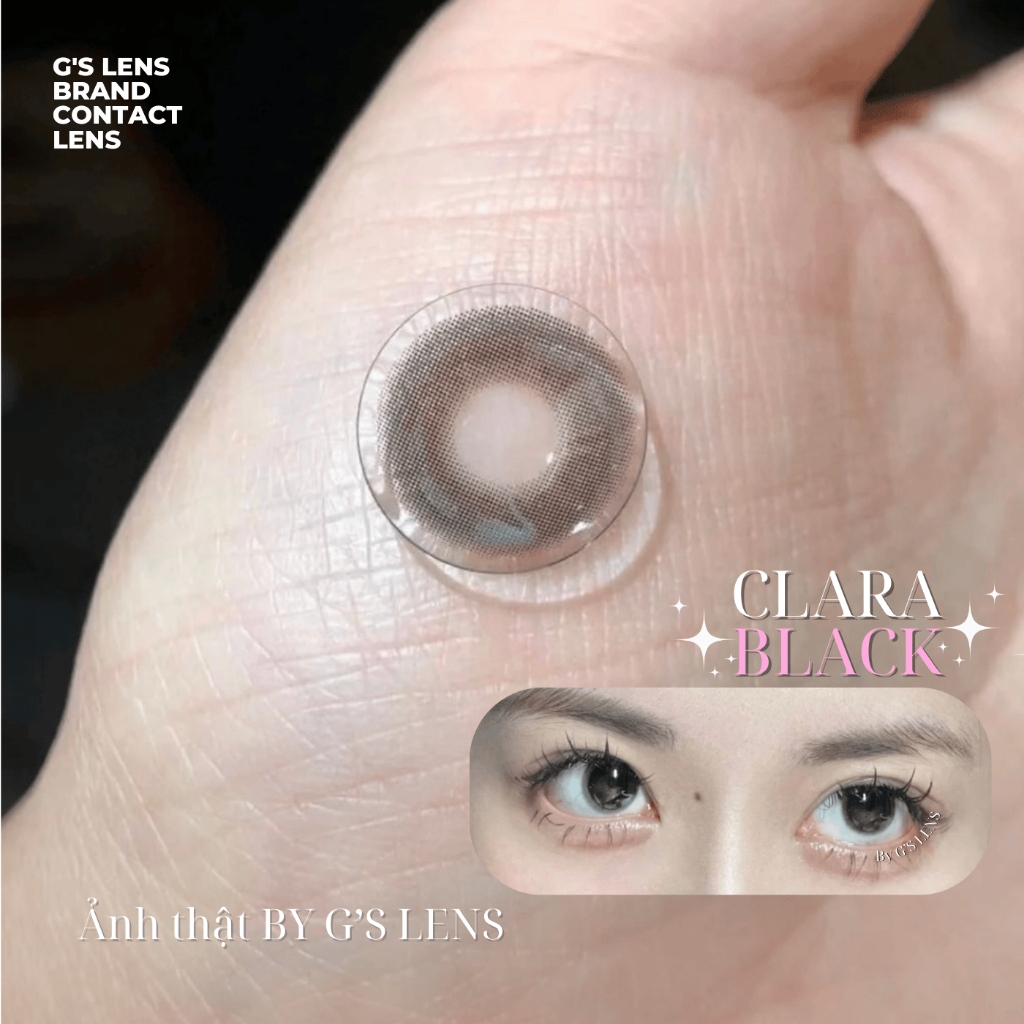 Kính áp tròng 6 tháng CLARA BLACK màu đen xám sáng tây giãn tròng nhẹ GTRENDY - MC38
