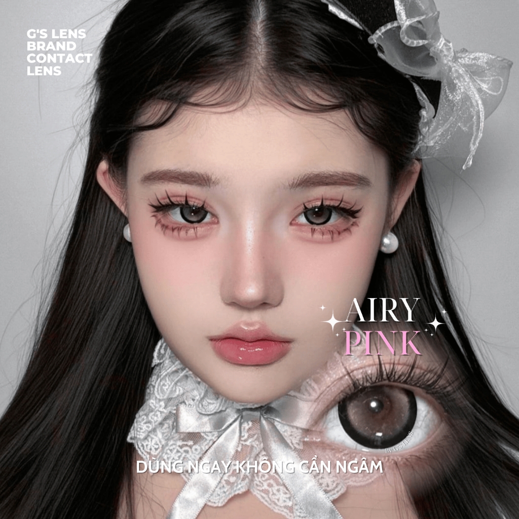 Kính áp tròng 1 ngày AIRY PINK màu hồng tự nhiên giãn tròng to GTRENDY