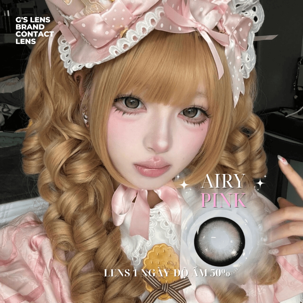 Kính áp tròng 1 ngày AIRY PINK màu hồng tự nhiên giãn tròng to GTRENDY