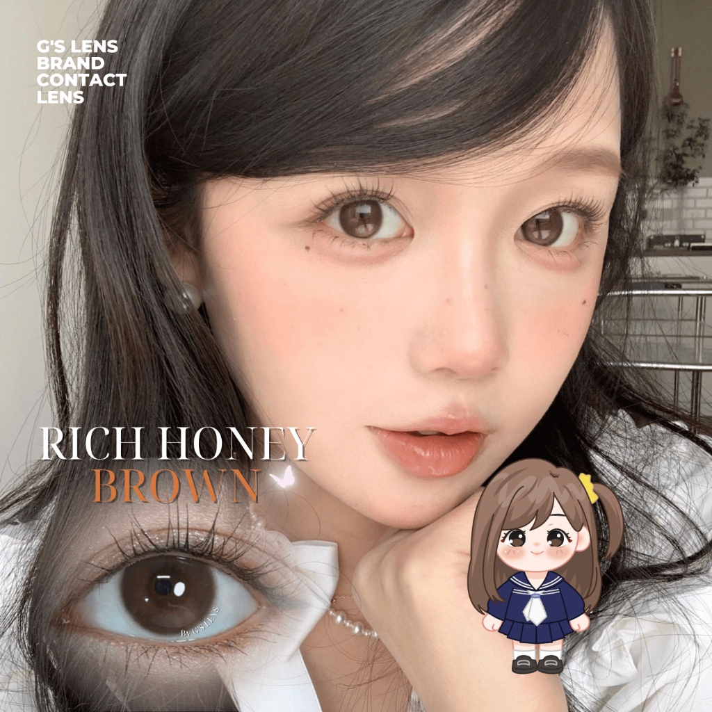 Kính áp tròng 1 ngày RICH HONEY BROWN màu nâu tự nhiên giãn tròng nhỏ GTRENDY