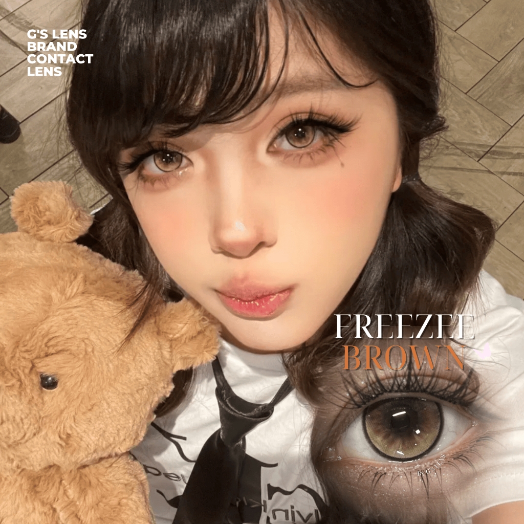 Kính áp tròng 1 ngày FREEZEE BROWN màu nâu sáng tây giãn tròng to GTRENDY - Realcon Color 50