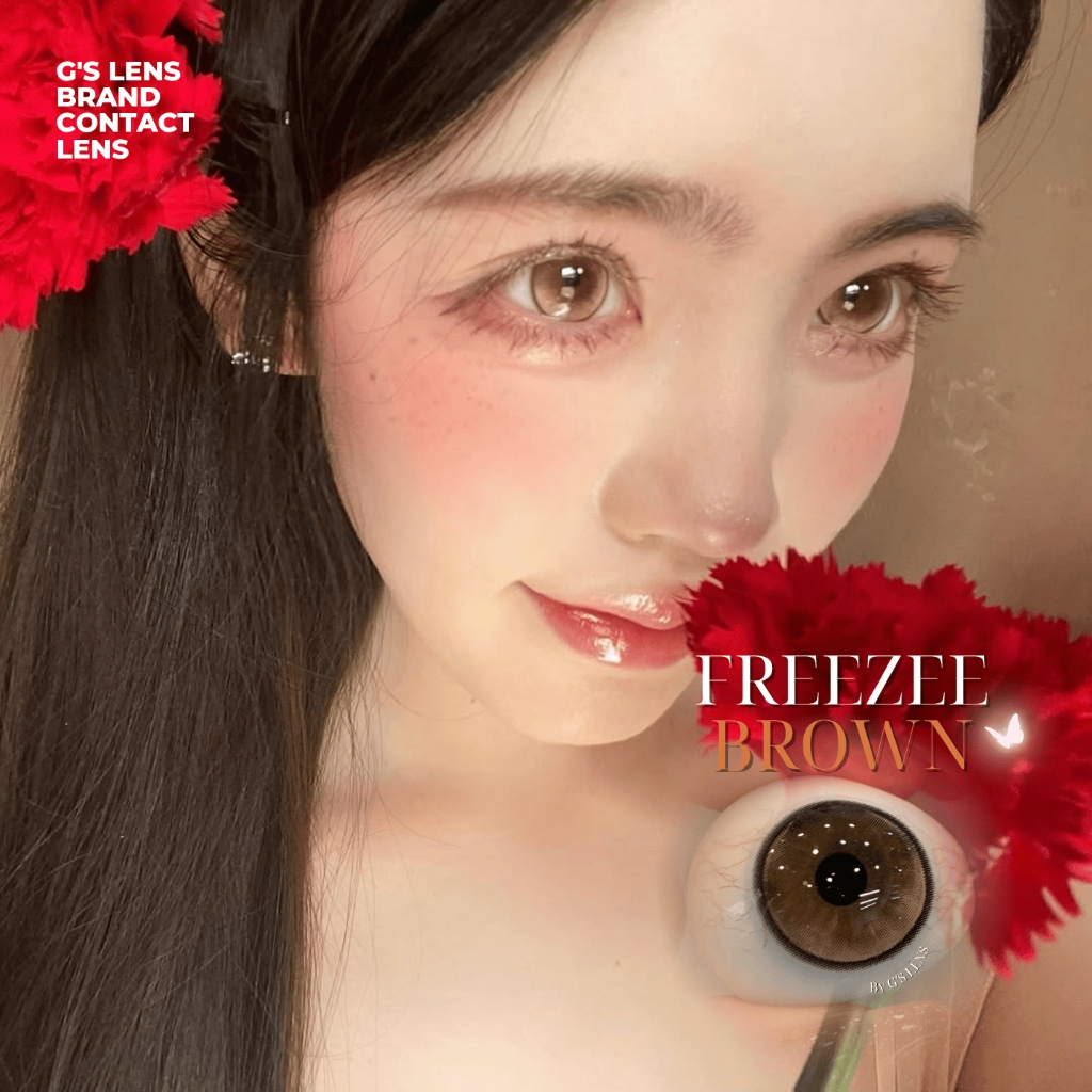 Kính áp tròng 1 ngày FREEZEE BROWN màu nâu sáng tây giãn tròng to GTRENDY - Realcon Color 50