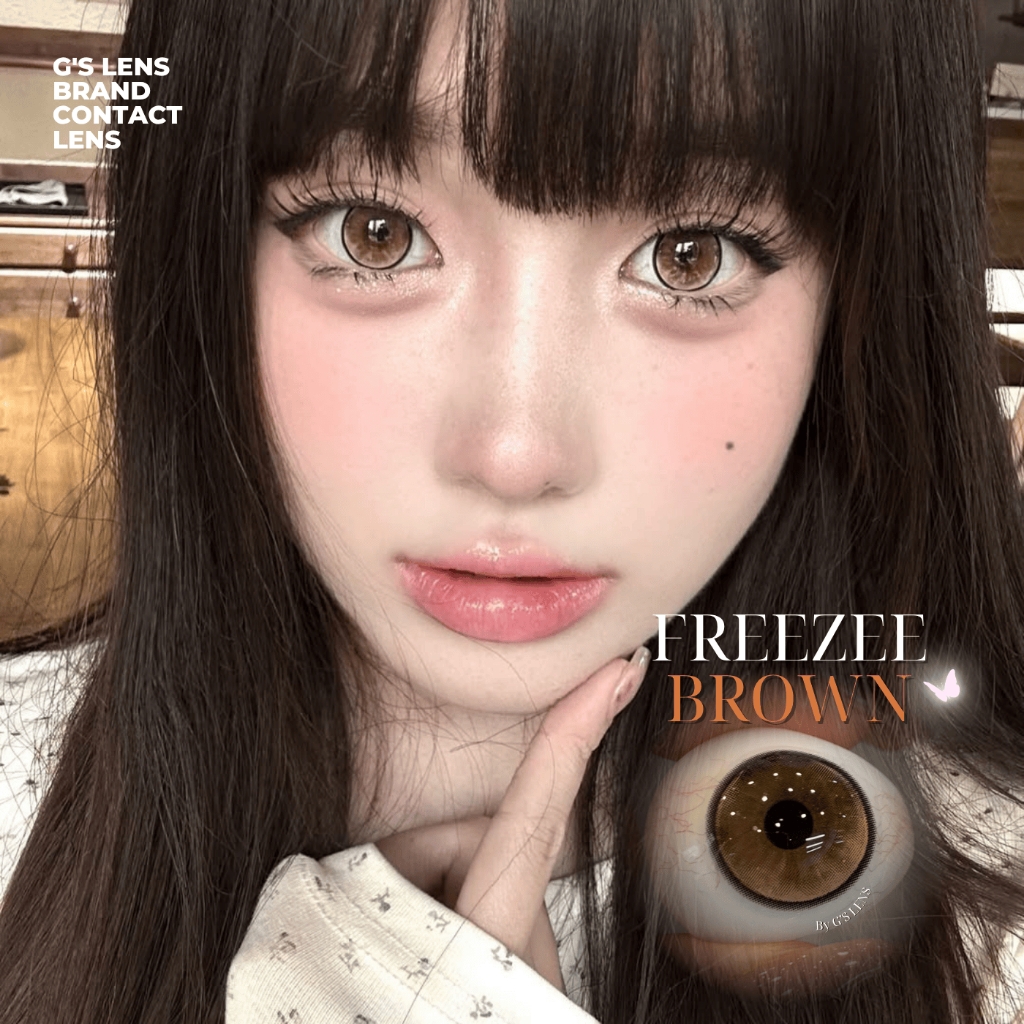 Kính áp tròng 1 ngày FREEZEE BROWN màu nâu sáng tây giãn tròng to GTRENDY - Realcon Color 50