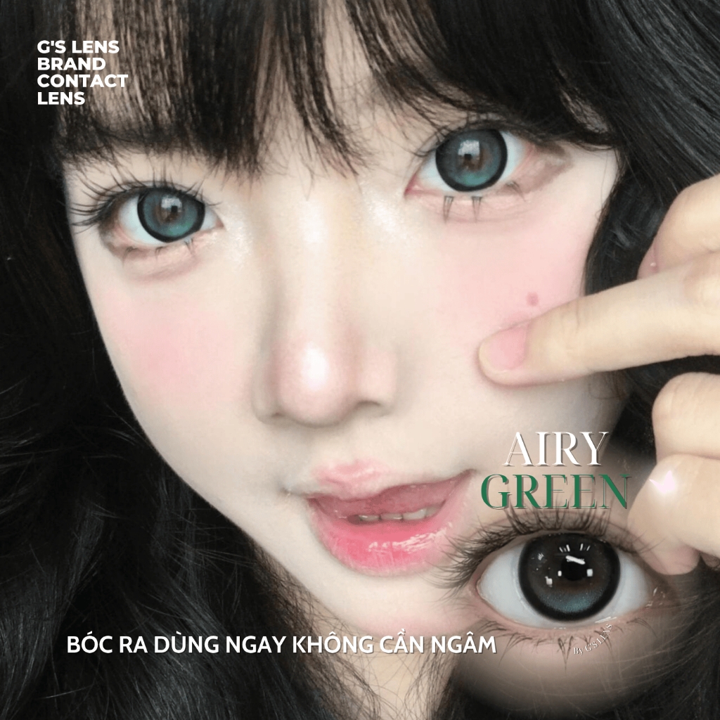 Kính áp tròng 1 ngày AIRY GREEN màu xanh lá tự nhiên giãn tròng to GTRENDY