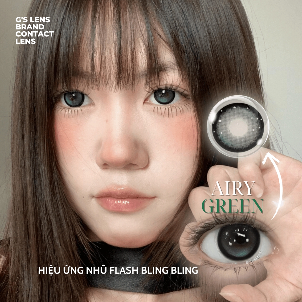 Kính áp tròng 1 ngày AIRY GREEN màu xanh lá tự nhiên giãn tròng to GTRENDY
