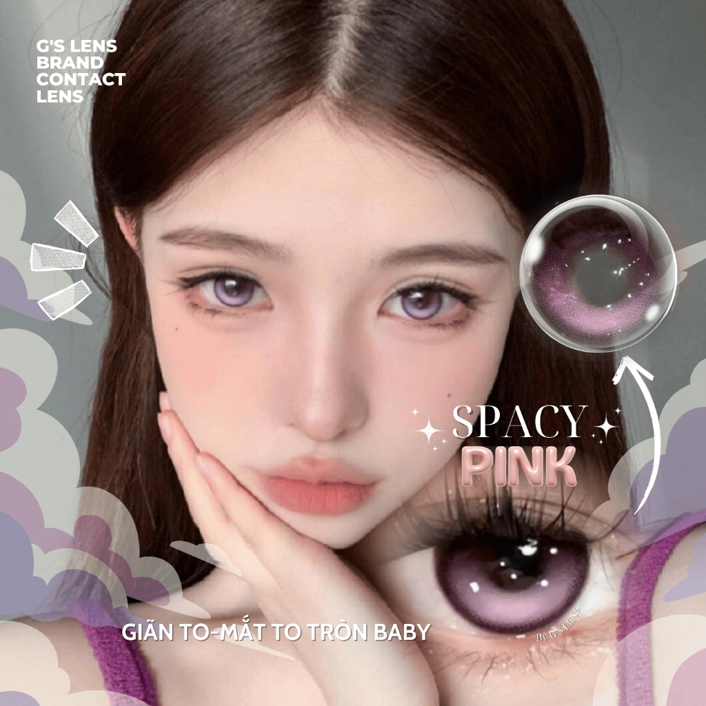 Kính áp tròng 1 ngày SPACY PINK màu hồng sáng tây giãn tròng vừa GTRENDY