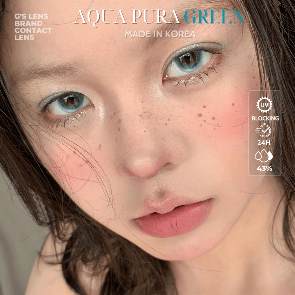 Kính áp tròng 6 tháng AQUA PURA GREEN màu xanh lá sáng tây giãn tròng nhỏ