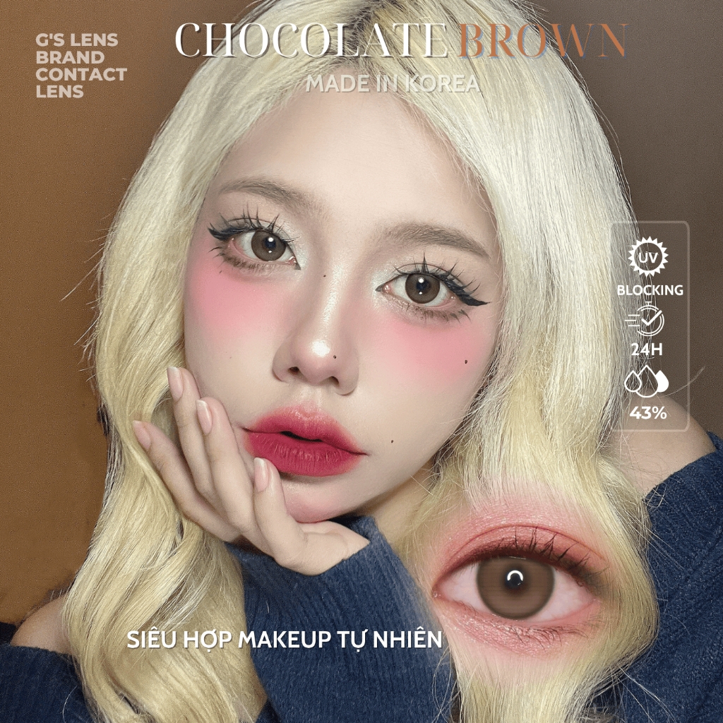 Kính áp tròng 6 tháng CHOCOLA BROWN màu choco tự nhiên giãn tròng vừa