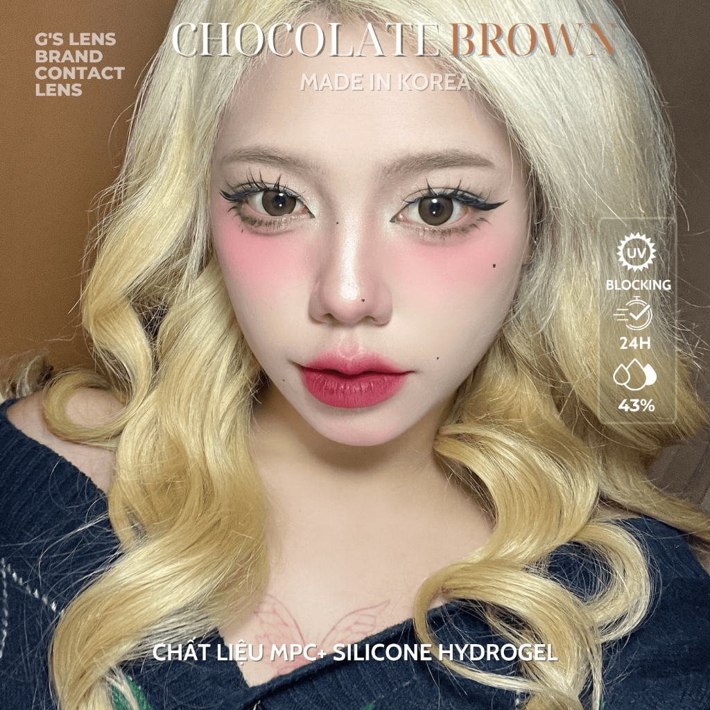 Kính áp tròng 6 tháng CHOCOLA BROWN màu choco tự nhiên giãn tròng vừa