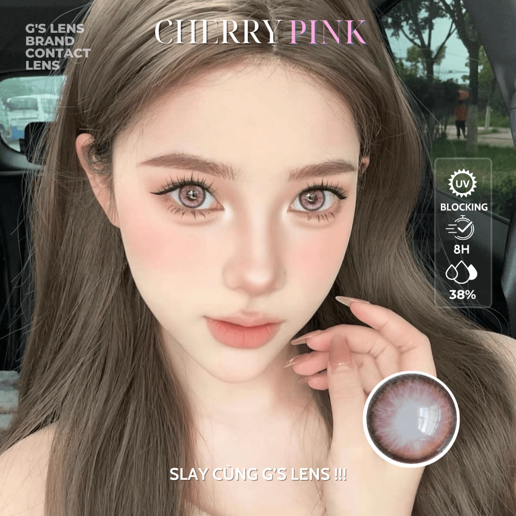 Kính áp tròng 6 tháng CHERRY PINK màu hồng sáng tây giãn tròng nhỏ GTRENDY - MC38