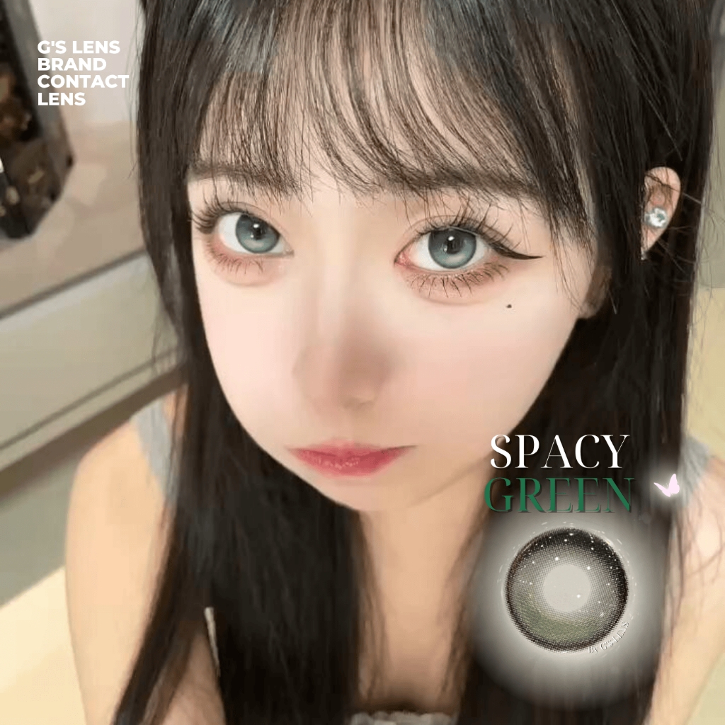 Kính áp tròng 1 ngày SPACY GREEN màu xanh lá sáng tây giãn tròng vừa GTRENDY