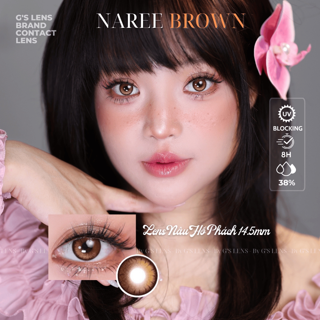 Kính áp tròng 6 tháng NAREE BROWN màu nâu sáng tây giãn tròng vừa GTRENDY - MC38