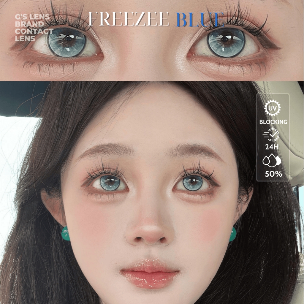 Kính áp tròng 1 ngày FREEZEE BLUE màu xanh dương sáng tây giãn tròng to GTRENDY - Realcon Color 50