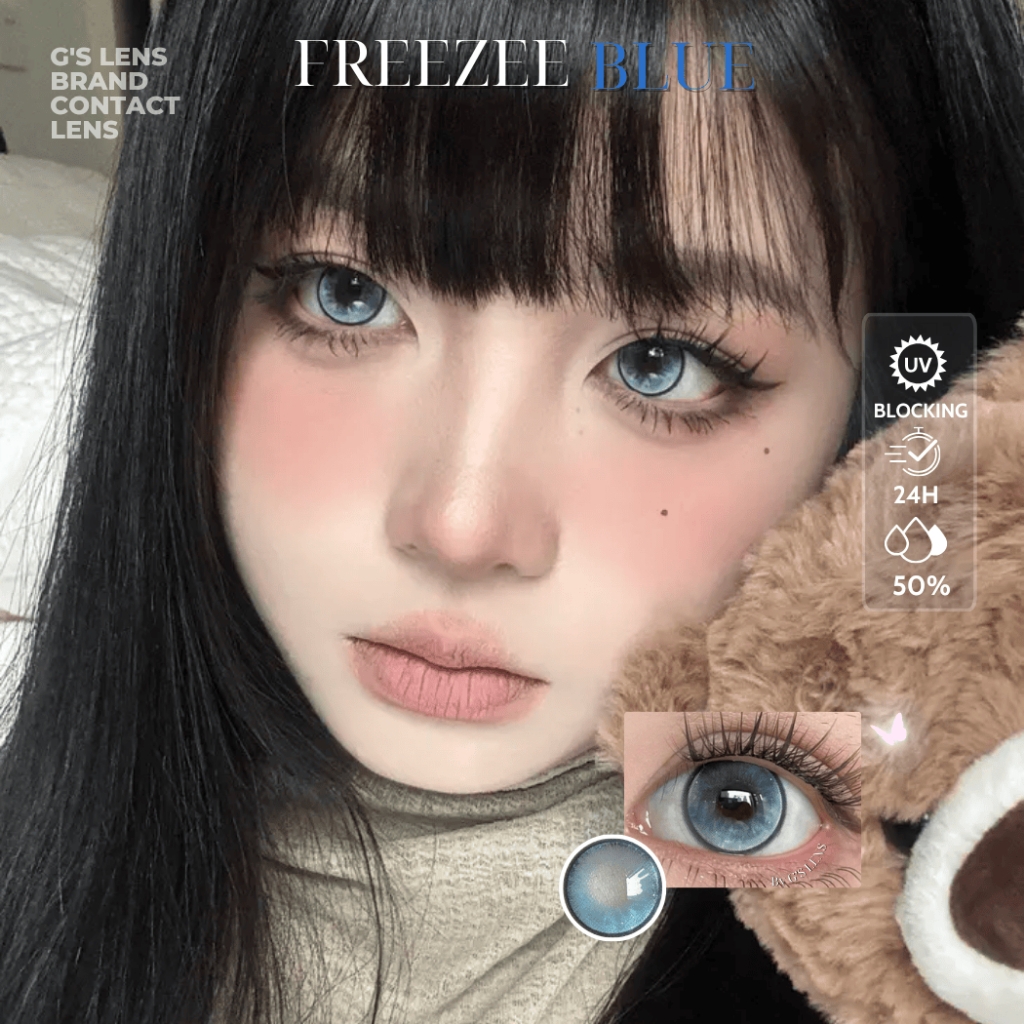Kính áp tròng 1 ngày FREEZEE BLUE màu xanh dương sáng tây giãn tròng to GTRENDY - Realcon Color 50