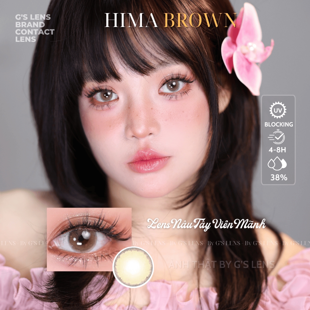Kính áp tròng 6 tháng HIMA BROWN màu nâu sáng tây giãn tròng vừa GTRENDY - MC38