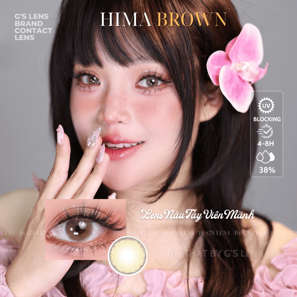 Kính áp tròng 6 tháng HIMA BROWN màu nâu sáng tây giãn tròng vừa GTRENDY - MC38